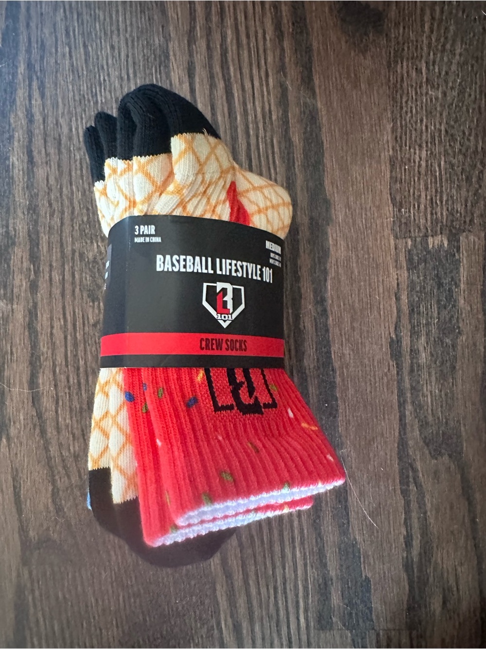 New NWT baseball lifestyle Youth Ice Cream Socks 3 Pack Blue, Pink M - Picture 2 of 4